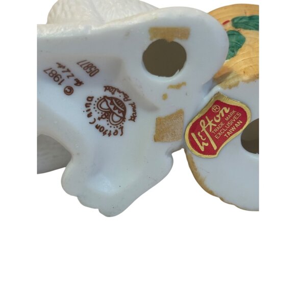 Vintage 1987 Lefton White Christmas Cat Figurine W/ Red Bow & Holly Candle Holde - Picture 6 of 6